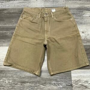 Vintage Y2K Levis 505 Tan Mens 32 Relaxed Fit‎ Jorts Denim Shorts Red Tab USA